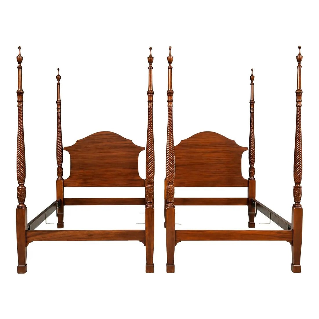 Pair of Mahogany Four Poster Twin Beds (1 of 9)