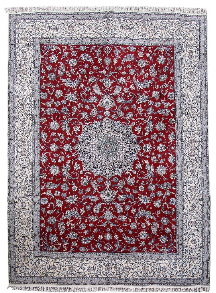 Authentic Persian Nain Rug 9.4 x 13.4 Handmade Wool and Silk Iran: Authentic Persian Nain Rug 9.4 x 13.4 Handmade Wool and Silk Iran Free continental US Shipping This authentic Persian Nain rug is hand-knotted in Iran using a luxurious blend of premium wool and natur