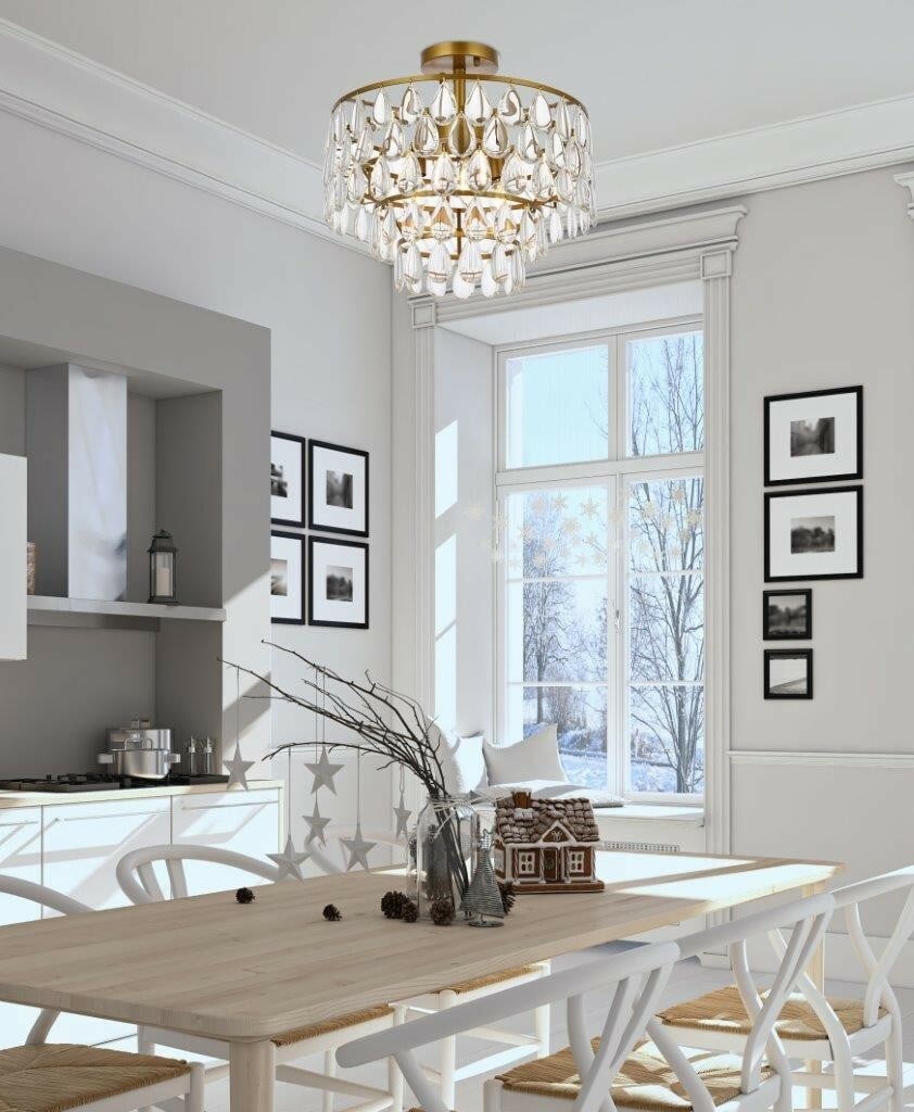 Living District Mila 16 in Brass Crystal Glass Flush Mount Chandelier (1 of 11)