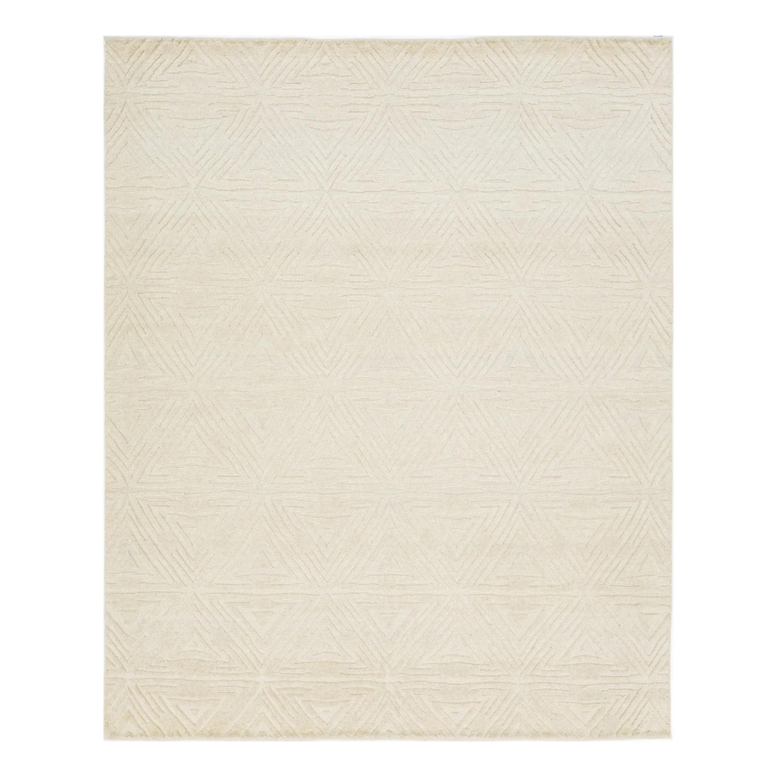 Moroccan Wool Rug 8'2 x 10 Geometric Design Ivory: Moroccan Wool Rug 8'2 x 10 Geometric Design Ivory Elevate your space with this stunning contemporary Moroccan-style hand-knotted wool rug. Featuring a luxurious ivory field adorned with a bold, neutra