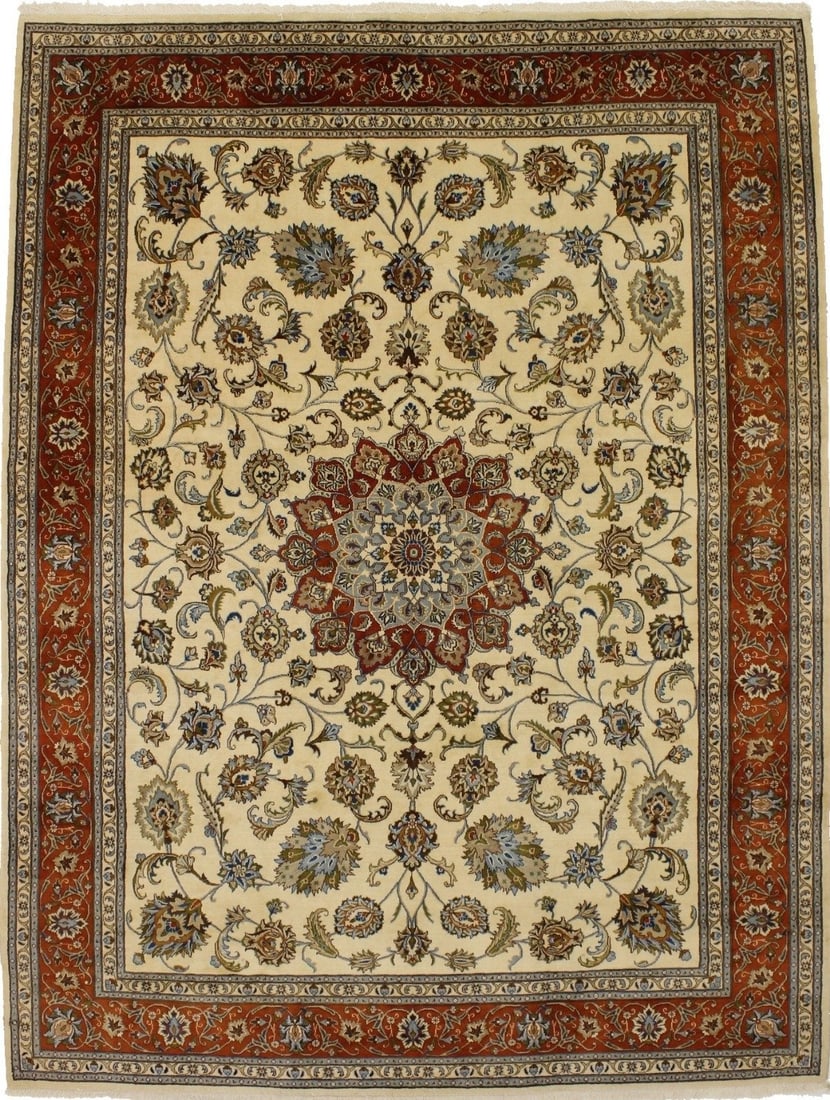 Rare Vintage 10x13 Hand-Knotted Oriental Rug Floral Design Wool Carpet (1 of 18)
