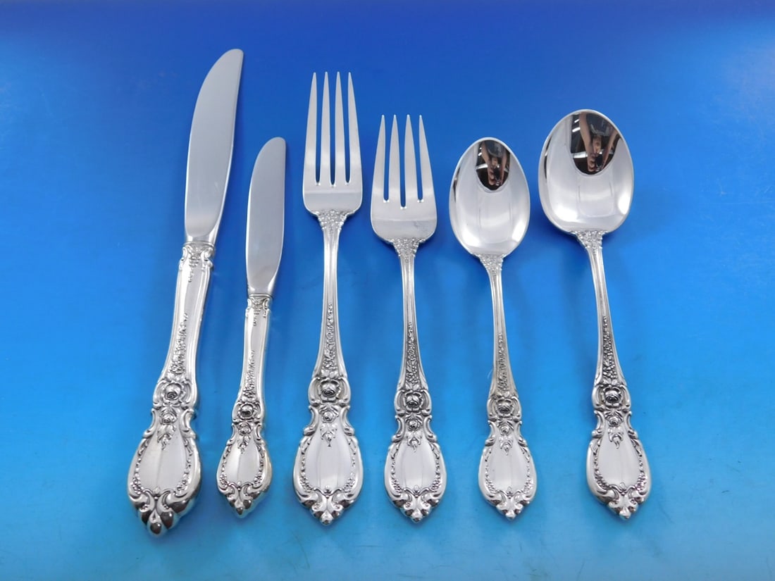 Towle Charlemagne Sterling Silver Flatware 88 Piece Service for 12: Towle Charlemagne Sterling Silver Flatware 88 Piece Service for 12 This Charlemagne pattern flatware set by Towle is crafted from sterling silver and includes a total of 88 pieces, providing service f