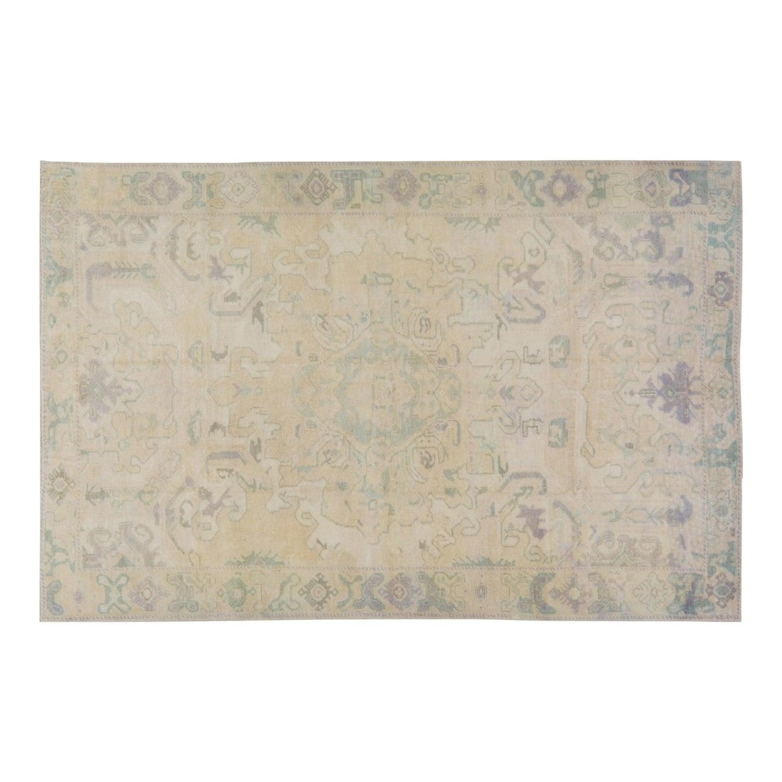 Slate Gray Wool Oushak Rug Hand Knotted Turkish Carpet 6'x9'2" (1 of 6)