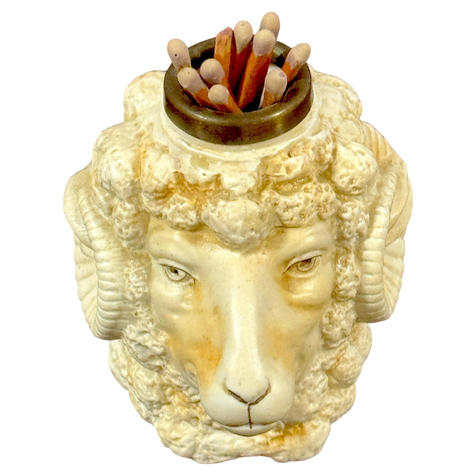 Belle Epoque German Porcelain Ram Head Match Holder Attributed Schafer & Vater (1 of 9)