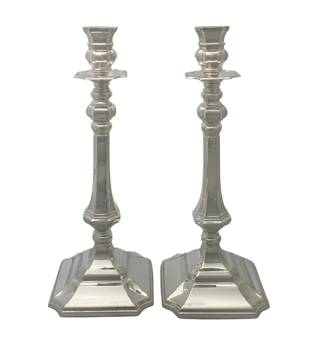 Modern Handmade 925 Sterling Silver Square Candlesticks 14 Inches (1 of 3)