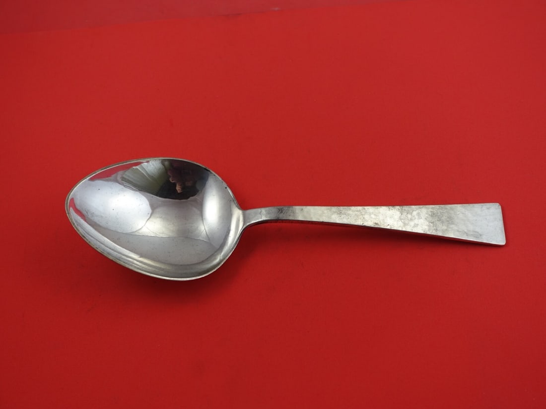 Sterling Silver Vegetable Spoon Starlit Pattern by Allan Adler 9 5/8 Inch (1 of 3)