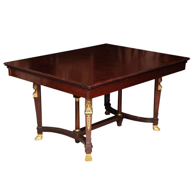 French Empire Revival Mahogany Dining Table with Gilt Bronze Mounts (1 of 10)