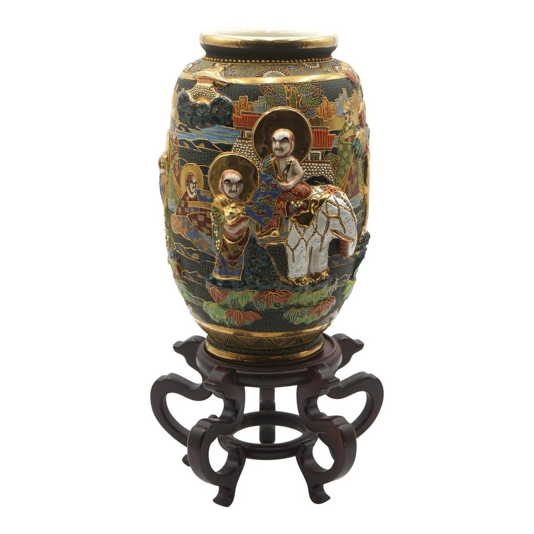 Late 19th Century Japanese Satsuma Ceramic Vase with Gold Details (1 of 10)