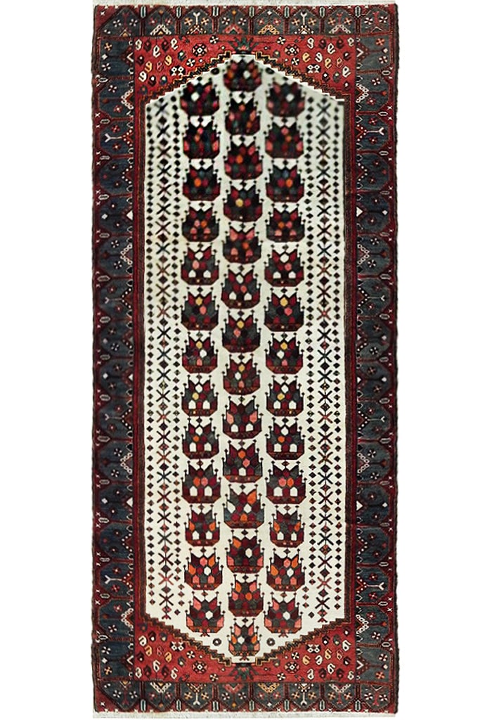 Elegant 3'10" x 9'5" White Ivory Semi-Antique Persian Hamadan Runner (1 of 6)