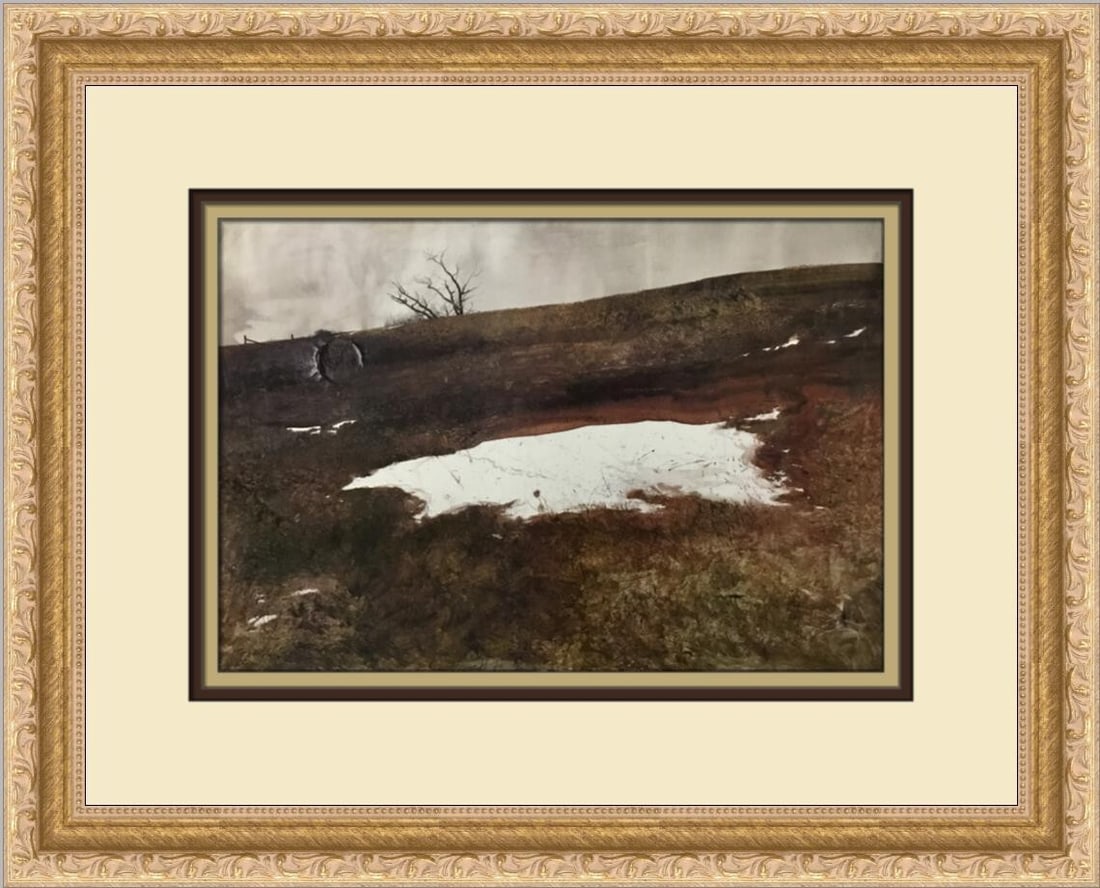 Andrew Wyeth Downhill Custom Framed Print 1976 Expressionism Art (1 of 2)