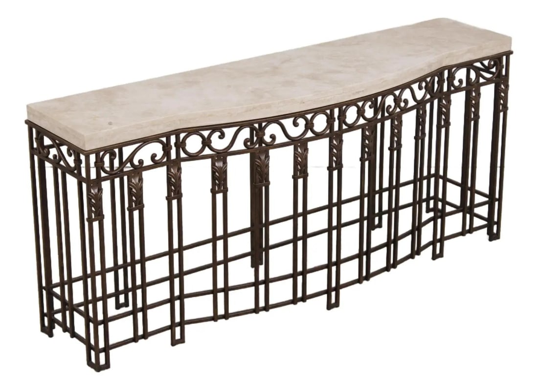 Stone Top Console Table on Iron Steel Base French Style (1 of 10)