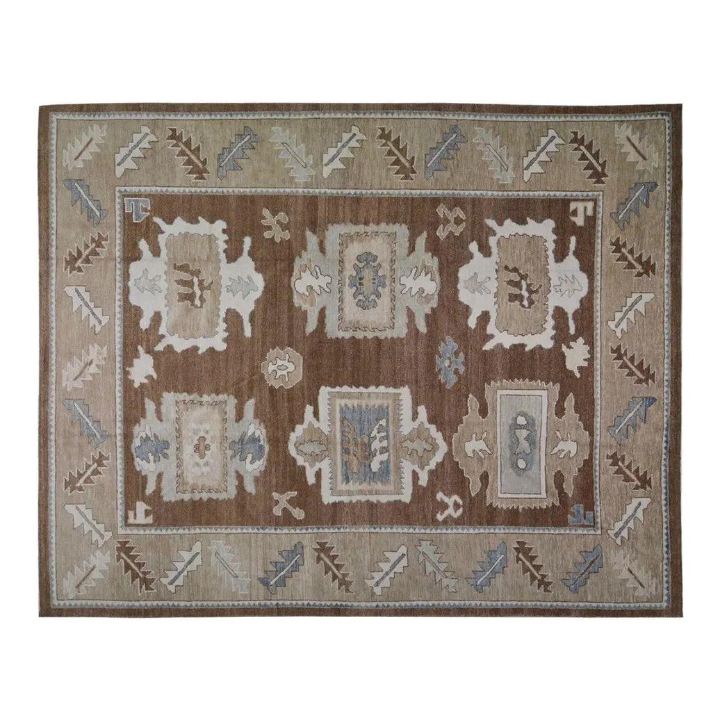 Hand-Knotted Wool Oushak Rug in Slate Gray 10'6'' x 13'5'' (1 of 5)