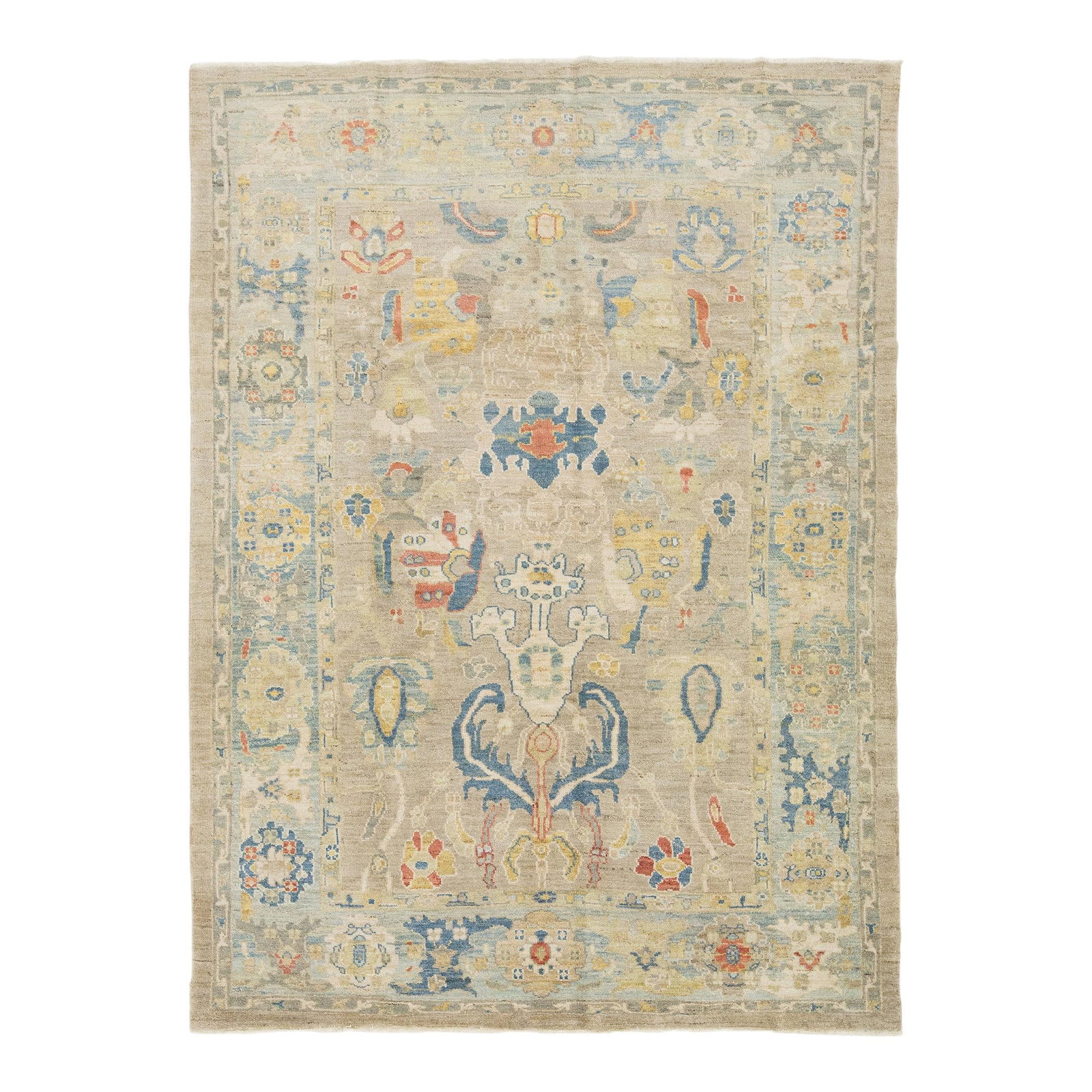 Modern Beige Wool Rug 6'10 x 9'5 Allover Design (1 of 10)