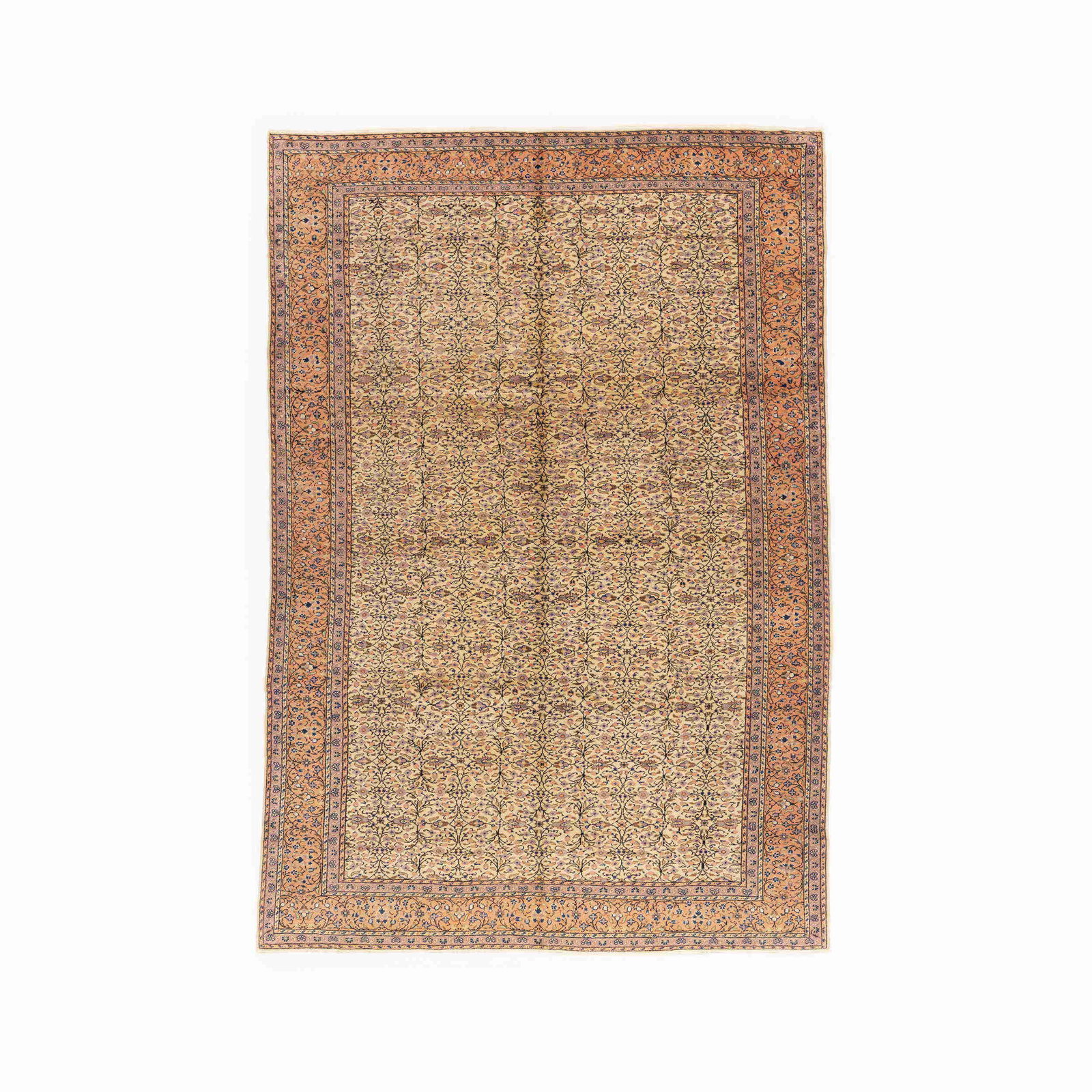 Authentic Kayseri Handmade Wool on Cotton Carpet 77.2 x 114.2: Authentic Kayseri Handmade Wool on Cotton Carpet 77.2 x 114.2 Discover the elegance of this Authentic Handmade Kayseri Carpet, crafted with meticulous attention to detail. Made from high-quality wool 
