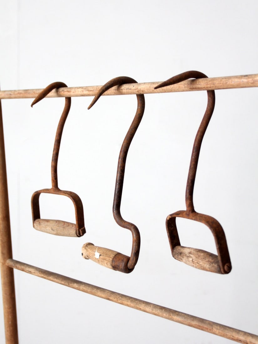 Three Primitive Iron Ice Hooks with Wood Handles (1 of 16)