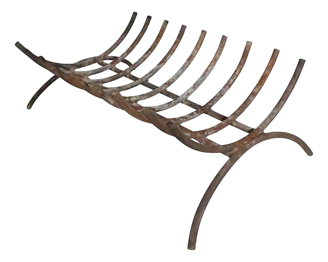 Wrought Iron Mid Century Fireplace Log Holder Grate (1 of 7)