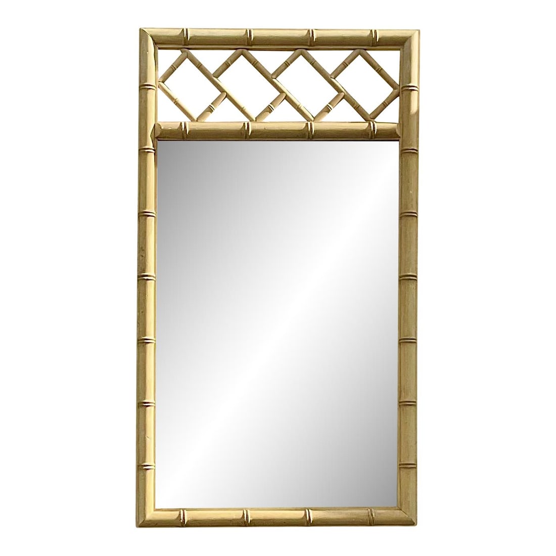Vintage Chippendale Vertical Mirror Beige Coastal Accent 48" (1 of 8)