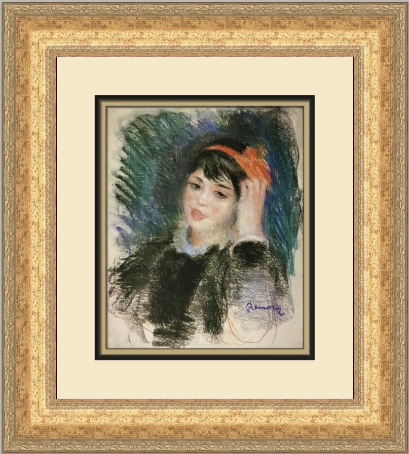 Pierre-Auguste Renoir Head of a Young Woman Custom Framed Print 19x17 (1 of 2)
