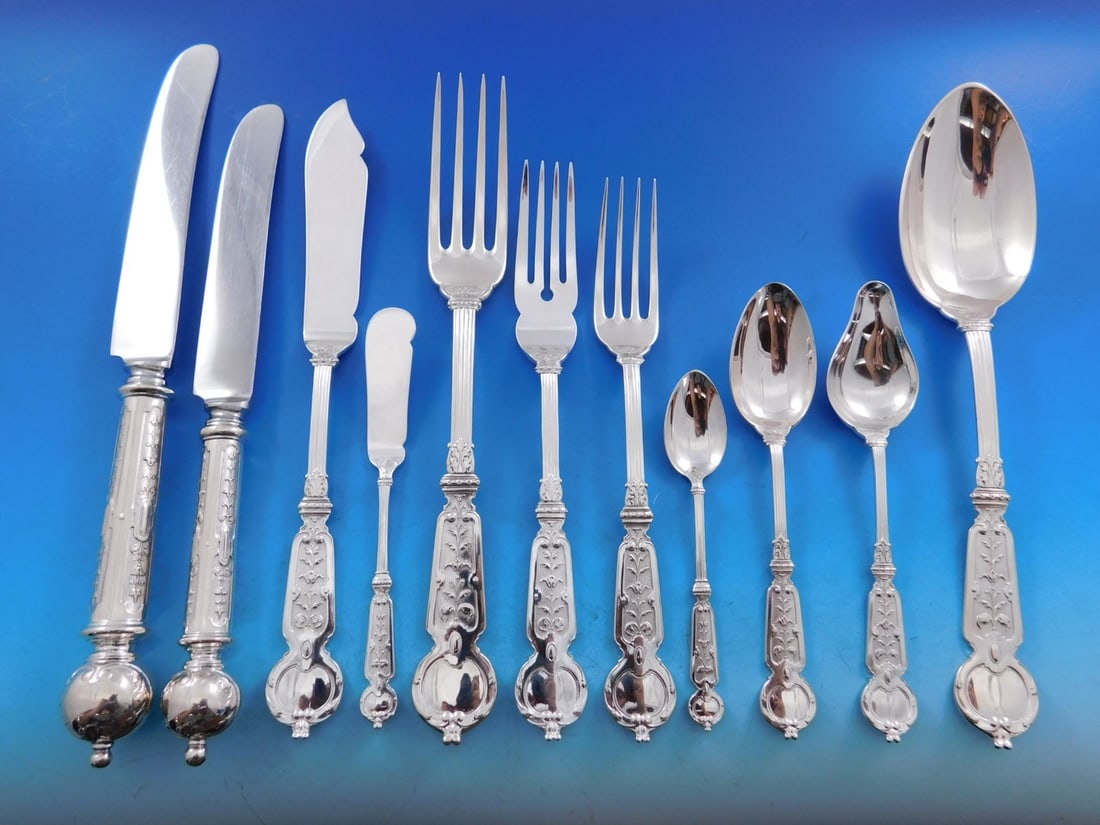 211 Piece Julius Herz Gothic 800 Silver Flatware Service Germany (1 of 9)