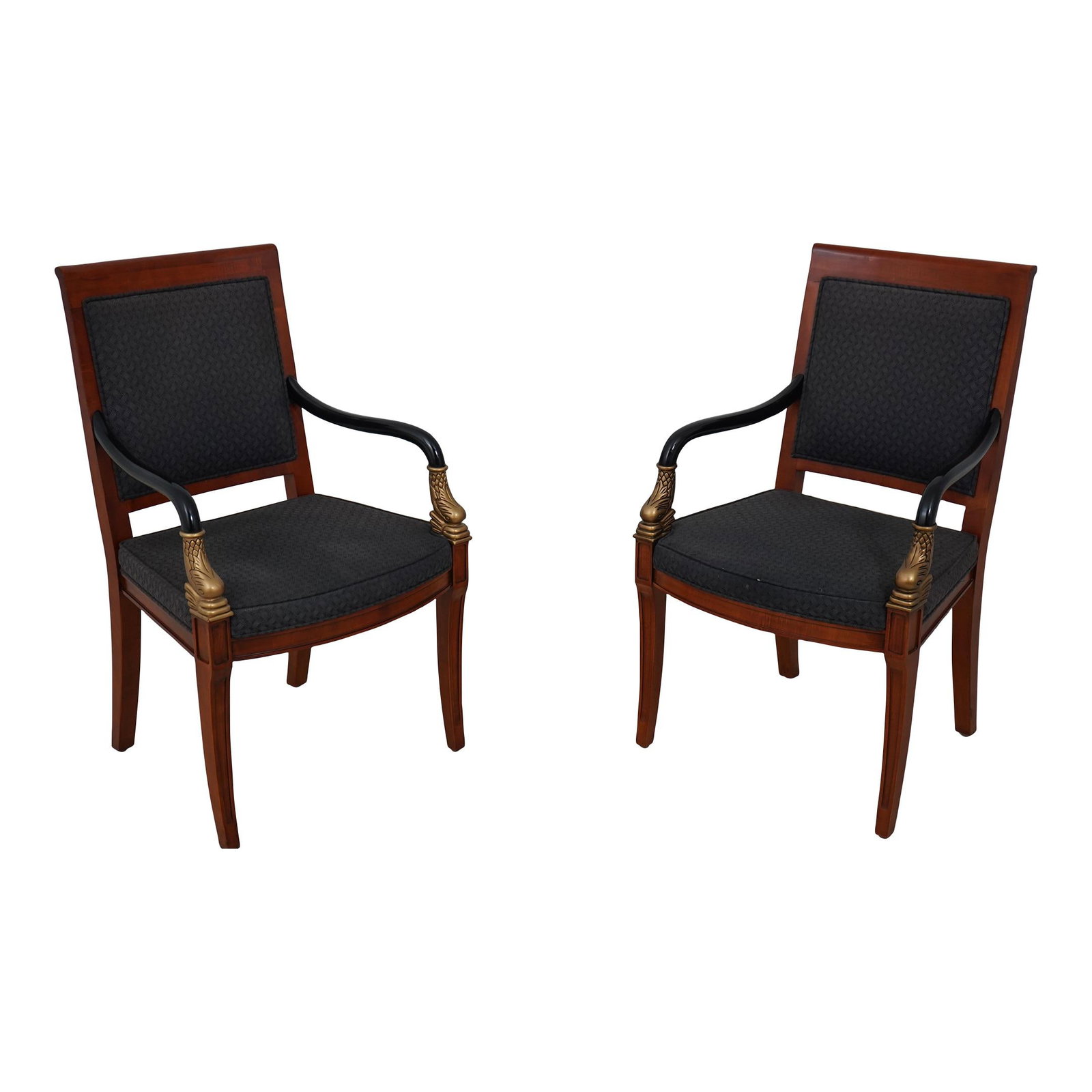 Elegant Pair of Century Dolphin Armchairs in Cherry Finish (1 of 10)