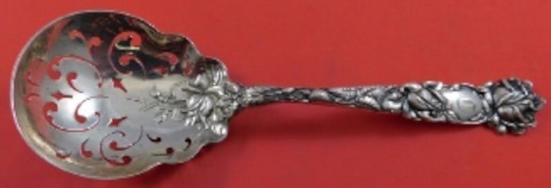 Alvin Bridal Rose Sterling Silver Slotted Ice Spoon 7 5/8" (1 of 2)