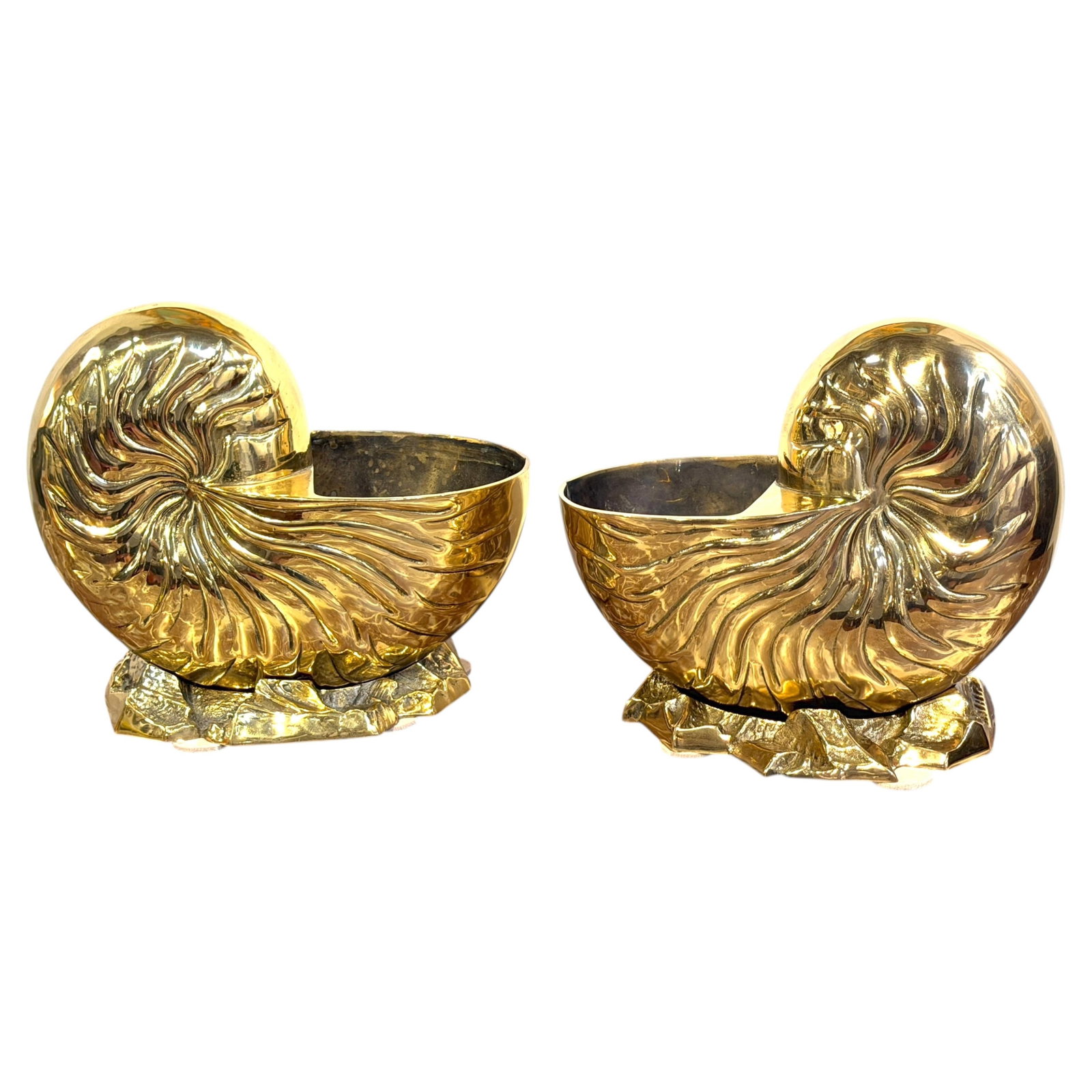 Sarreid Brass Nautilus Cachepots Set of 2 Spain 1970s (1 of 10)
