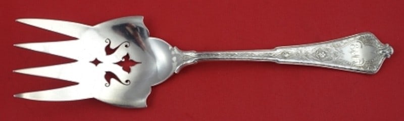 Tiffany Co Persian Sterling Silver 10 Fish Serving Fork Pierced Floral Tines (1 of 1)
