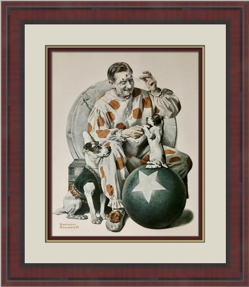 Norman Rockwell 1979 Clown Custom Framed Print Americana Art: Norman Rockwell 1979 Clown Custom Framed Print Americana Art This beautiful custom framed print by Norman Rockwell captures the whimsical charm of a clown, making it a delightful addition to any art c