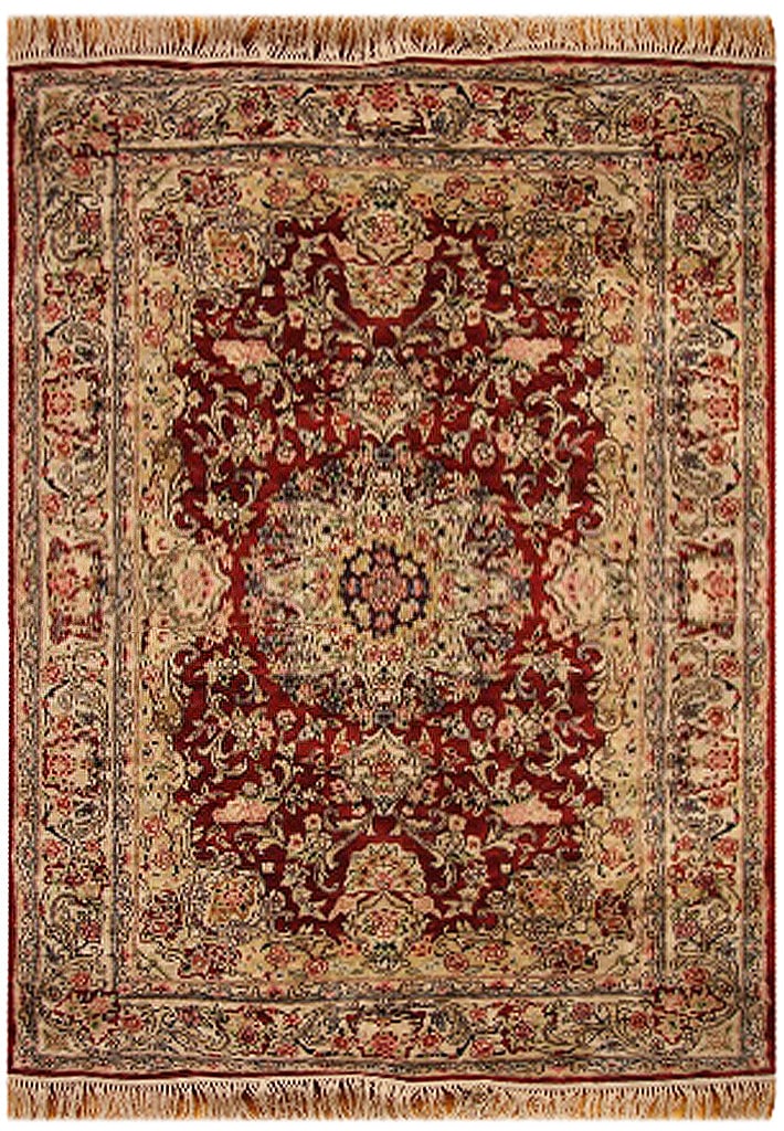 Exquisite 4' x 6' Red Hand-knotted Silk Bamboo Pattern Rug: Exquisite 4' x 6' Red Hand-knotted Silk Bamboo Pattern Rug Free continental US Shipping Transform your living space with the luxurious 4' x 6' Traditional Bamboo Silk Pattern Hand-knotted Rug. This ex