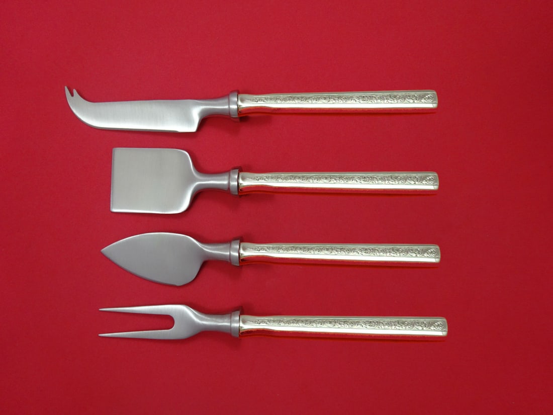 Trilogy by Gorham Sterling Silver 4pc Cheese Serving Set Custom Made: Trilogy by Gorham Sterling Silver 4pc Cheese Serving Set Custom Made Experience the elegance of the Trilogy by Gorham Sterling Silver Cheese Serving Set, a custom-made 4-piece collection perfect for e