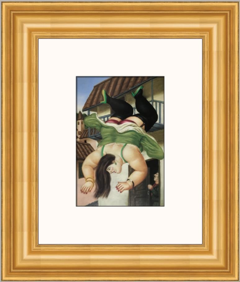 Fernando Botero Woman Falling From A Balcony Custom Framed Surrealist Print (1 of 2)