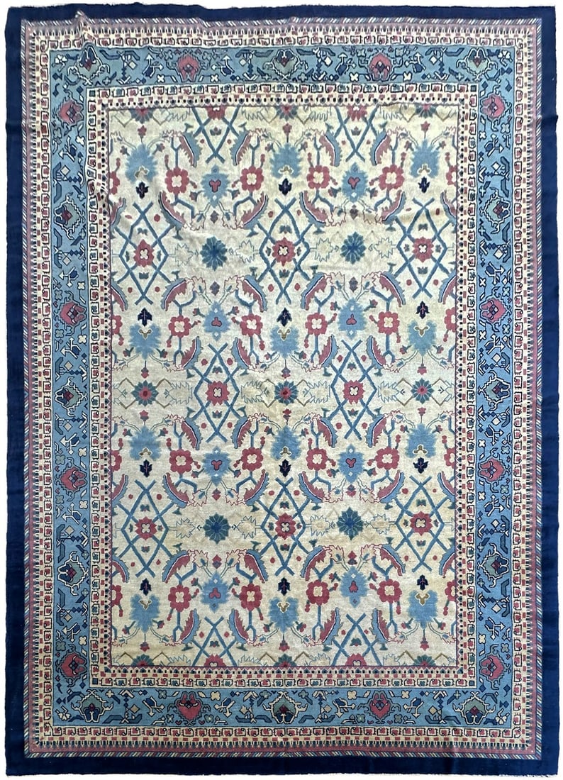Antique Chinese Peking Art Deco Wool Rug 9 x 12 ft: Antique Chinese Peking Art Deco Wool Rug 9 x 12 ft This rare antique Chinese Peking rug from the late 19th century features a refined Art Deco design with a lattice pattern adorned by stylized florals