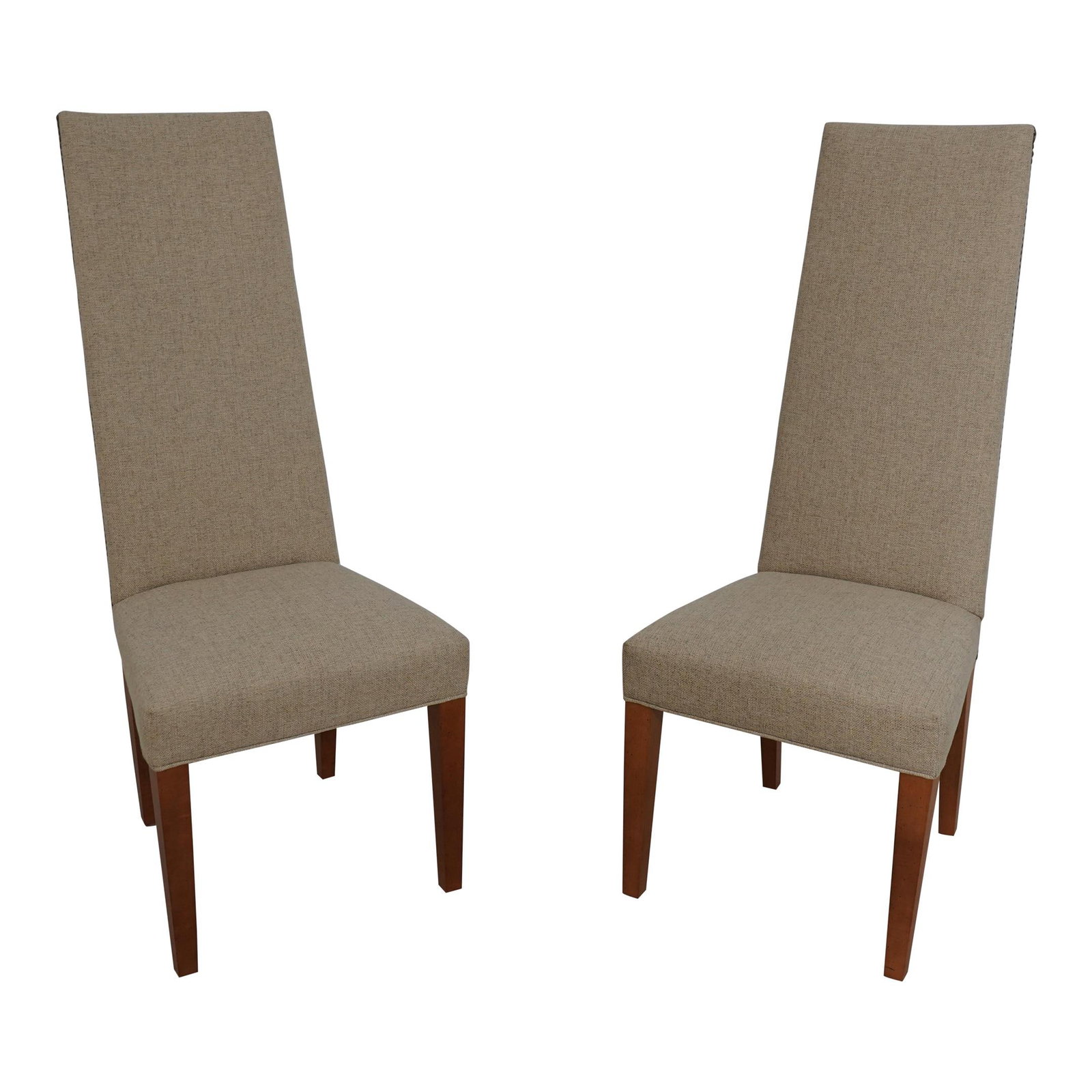 Lee Industries Modern High Back Chairs Pair Brown Upholstery (1 of 10)