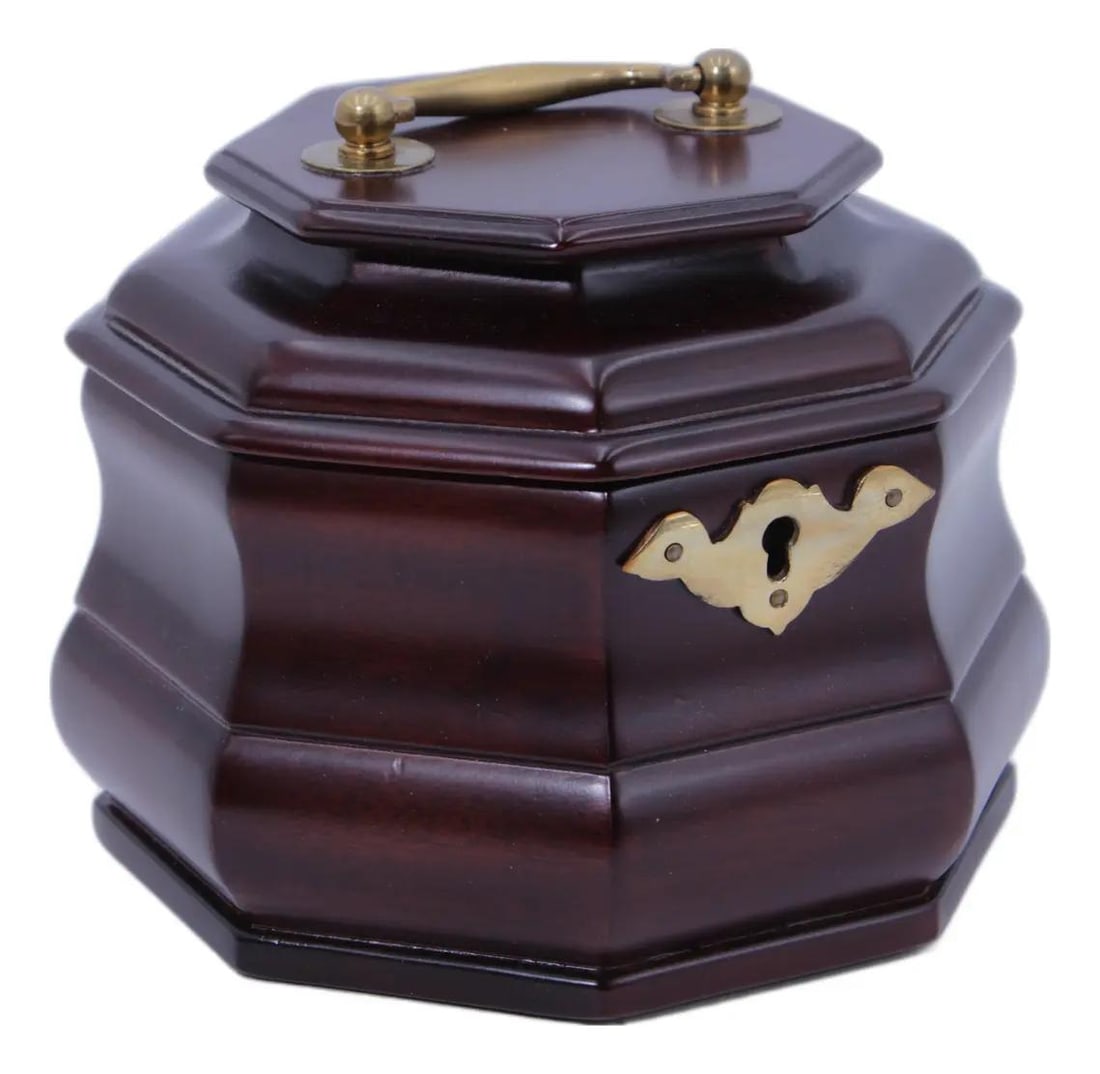 Mahogany octagonal tea caddy by Virginia Metalcrafters (1 of 10)
