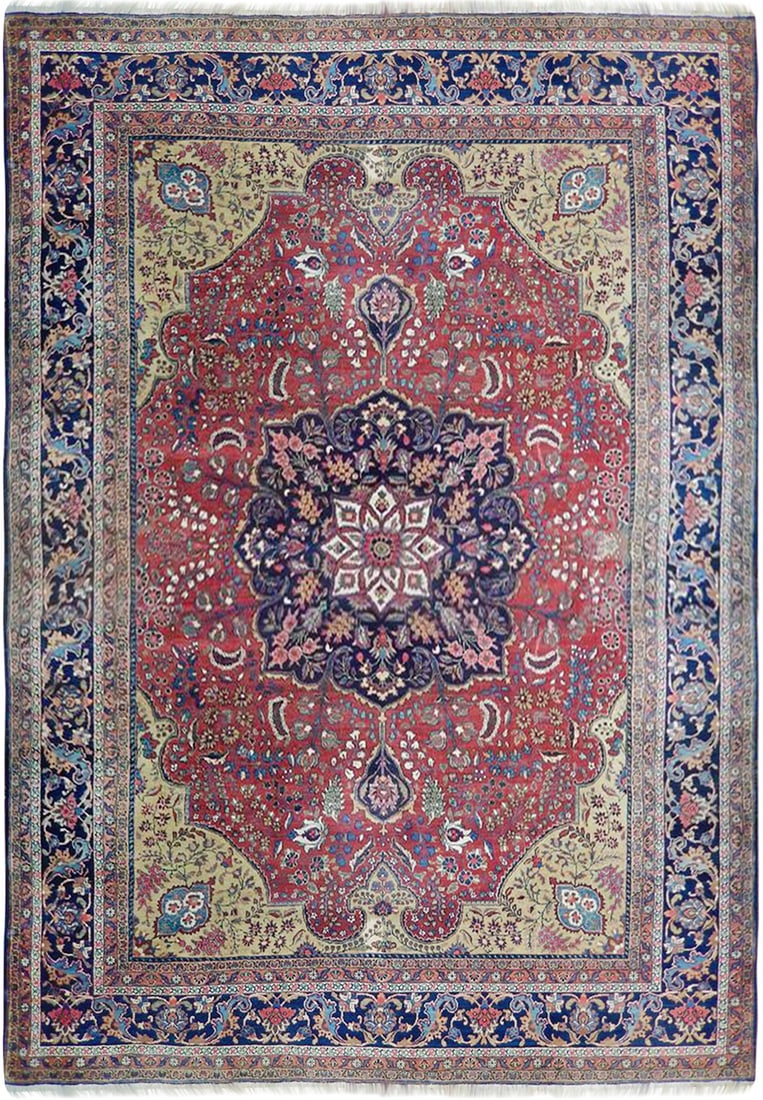 10.7 x 14.3 Antique Persian Heriz Tabriz Rug Handmade Iran (1 of 6)