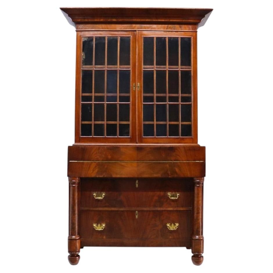 c1840 American Empire secretary desk attributed to Quervelle flame mahogany (1 of 17)