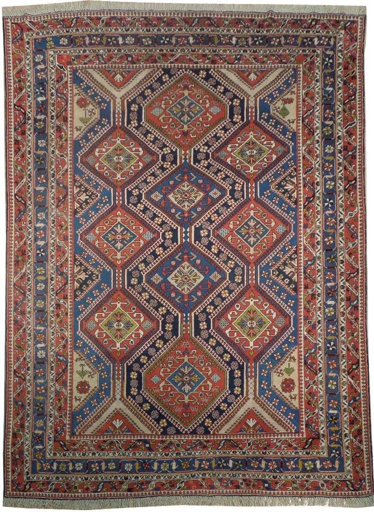 Rare Antique Persian Yalameh Rug 8.9 x 11.3 Wool on Wool Handwoven (1 of 6)