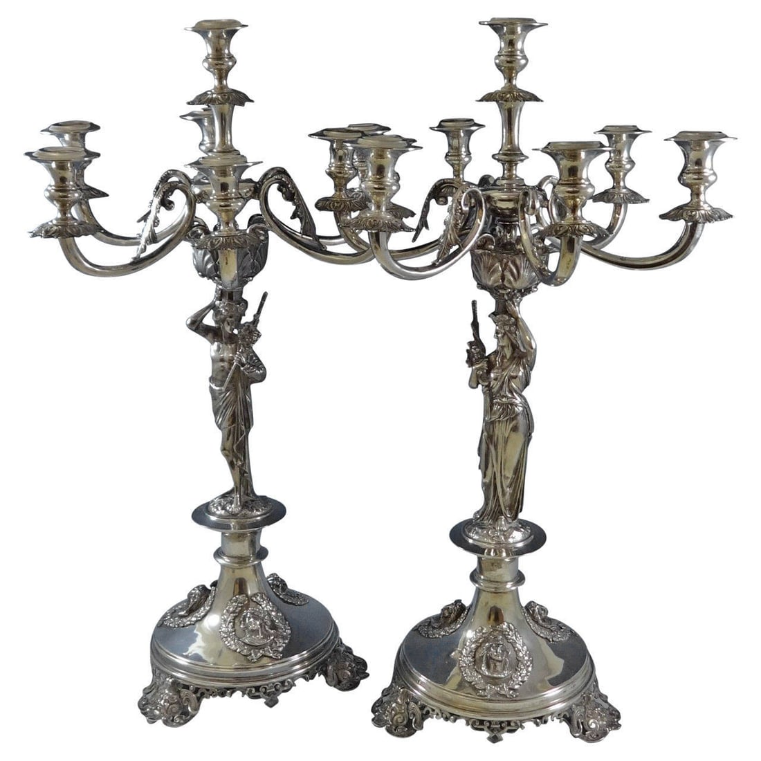 Vincenz Czokally Austrian 800 Silver 7 Light Figural Candelabra Pair (1 of 12)