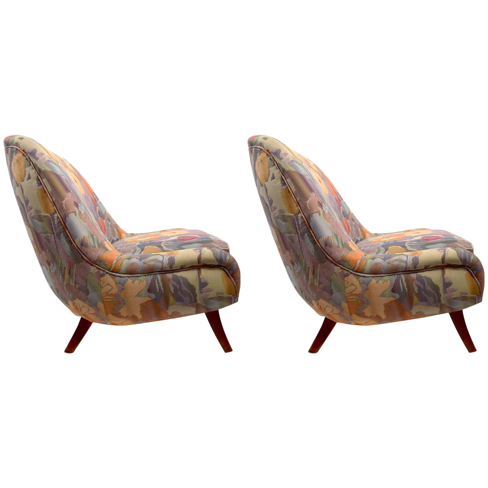 Rare Ernst Schwadron Club Chairs for Rena Rosenthal - Orange Pair (1 of 8)