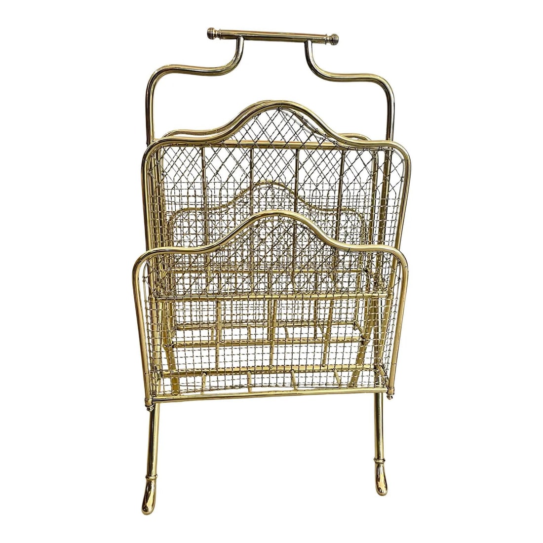 Maison Jansen brass two level magazine holder 29 inch French (1 of 10)