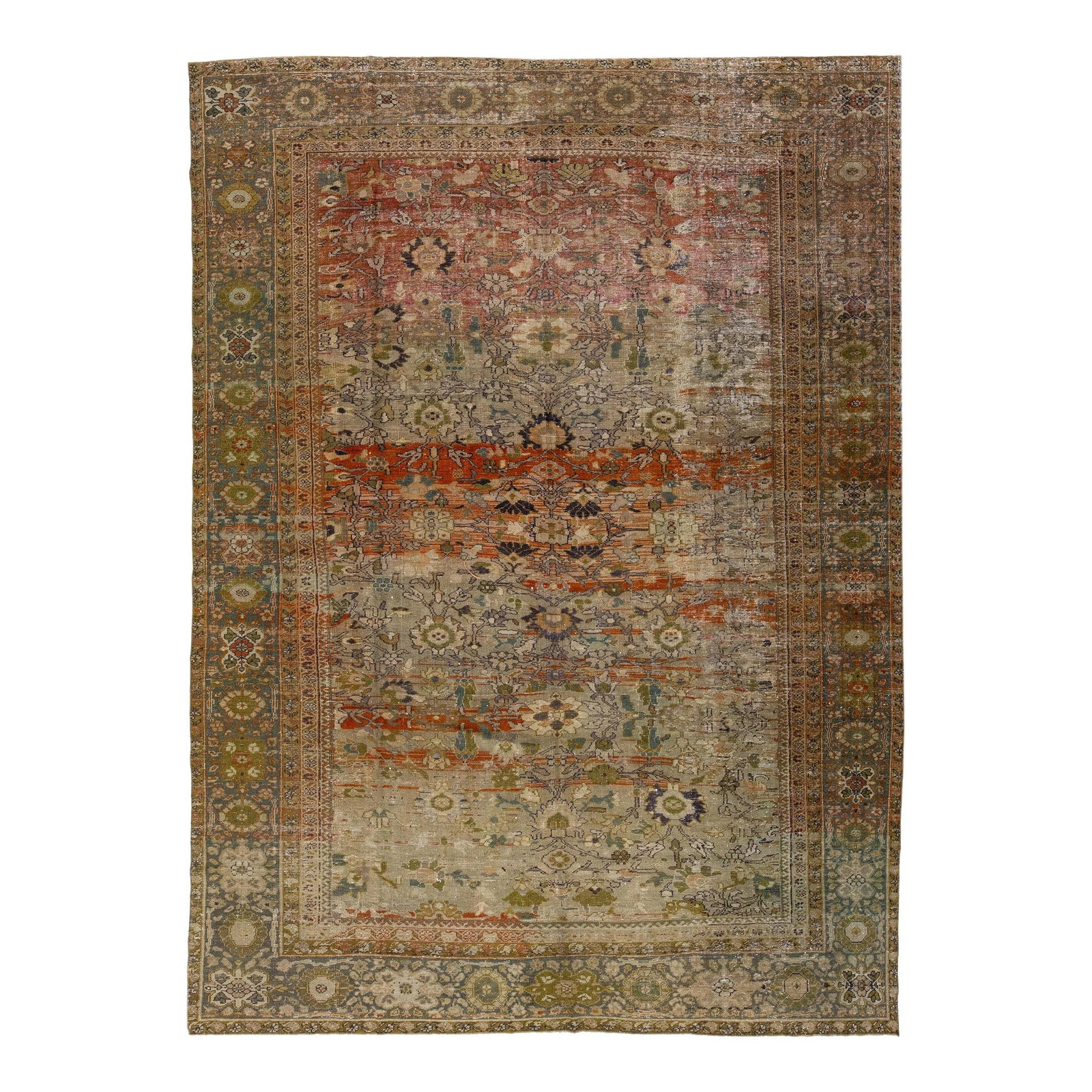 1900s Handmade Antique Persian Sultanabad Wool Rug 9'5 x 12'9 Brown Floral Design (1 of 7)
