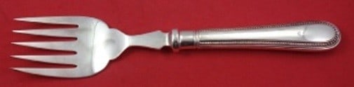 Asprey Beaded Round Sterling Silver Fish Serving Fork 10in: Asprey Beaded Round Sterling Silver Fish Serving Fork 10in Sterling silver fish serving fork in the Beaded Round pattern by Asprey. It features a hollow handle, is not monogrammed, and is described as