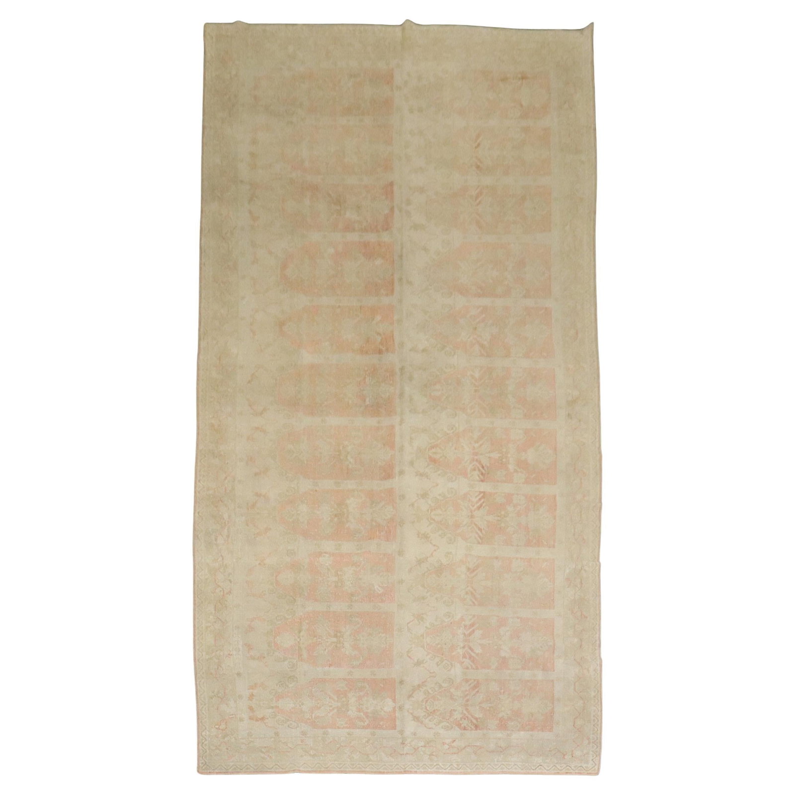 Antique Turkish Ghiordes Pink Hand-Knotted Gallery Rug 8'4" x 18'9": Antique Turkish Ghiordes Pink Hand-Knotted Gallery Rug 8'4" x 18'9" Discover the elegance of this Antique Turkish Ghiordes Gallery Corridor Rug, perfect for adding a romantic touch to any space. Craft