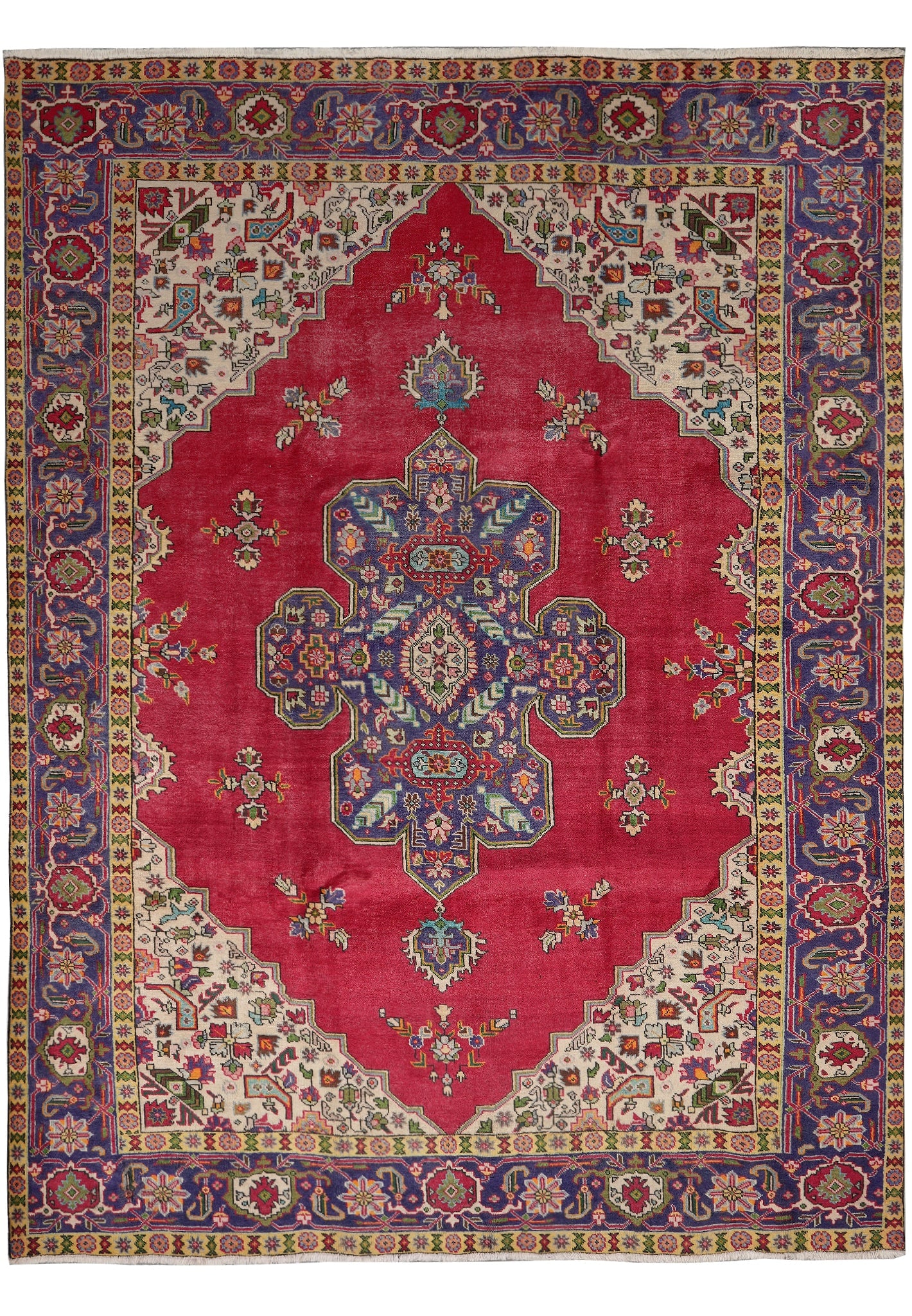 9.9 x 12 Persian Estate Rug Iran 1970s Hand Knotted Wool: 9.9 x 12 Persian Estate Rug Iran 1970s Hand Knotted Wool Free continental US Shipping This authentic Persian estate rug was hand-knotted in Iran during the 1970s. It features traditional floral and me