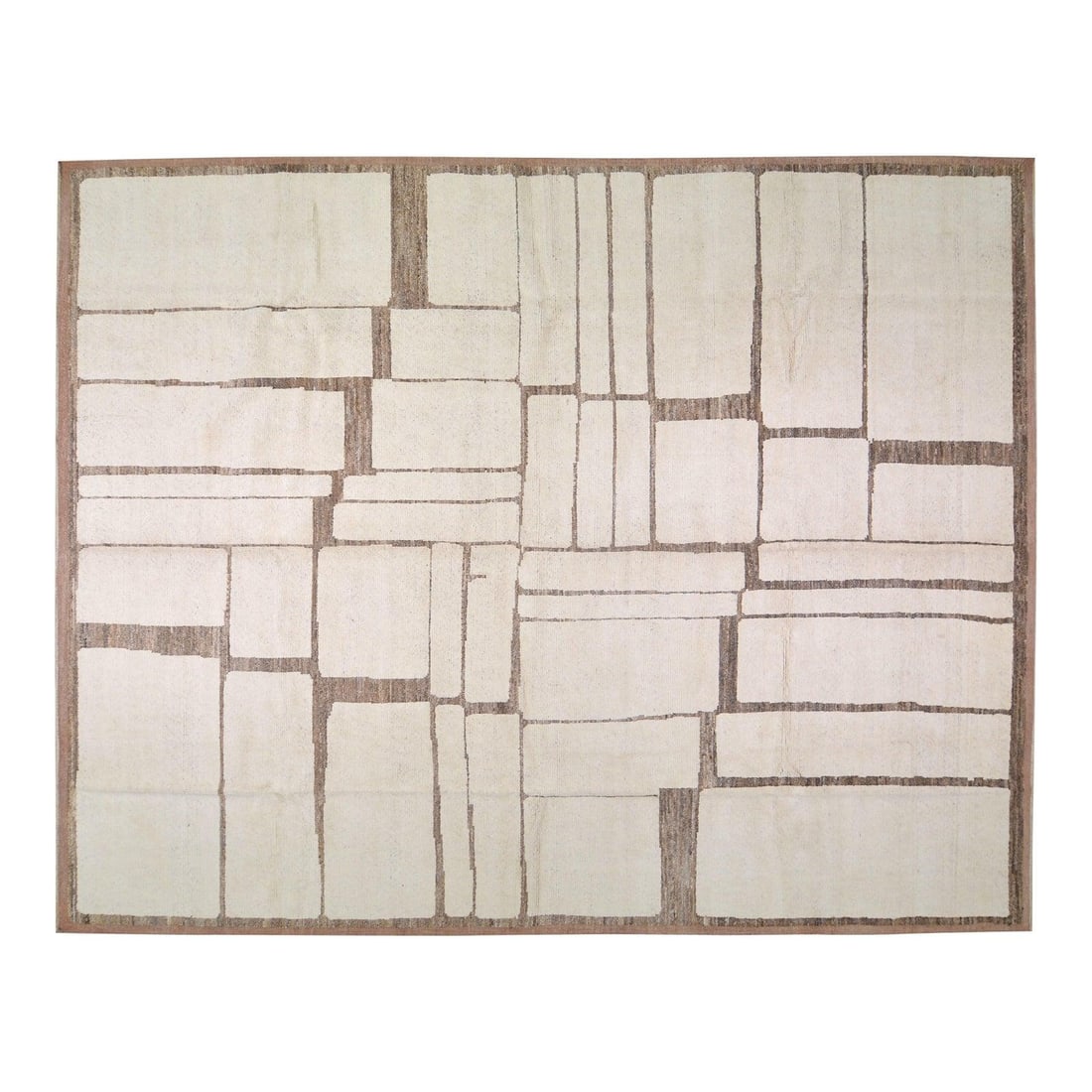 Tan Wool Area Rug Hand Knotted Moroccan Style 11'10 x 15' (1 of 6)