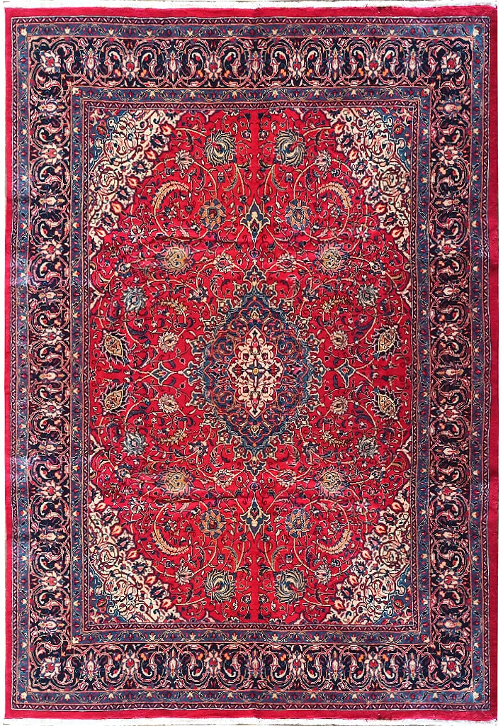9.10 x 13 Authentic Persian Sarouk Mahallat Rug Durable Hand-Knotted: 9.10 x 13 Authentic Persian Sarouk Mahallat Rug Durable Hand-Knotted Free continental US Shipping Transform your living space with this stunning 9.10' x 13' Authentic Persian Rug featuring the exquisi