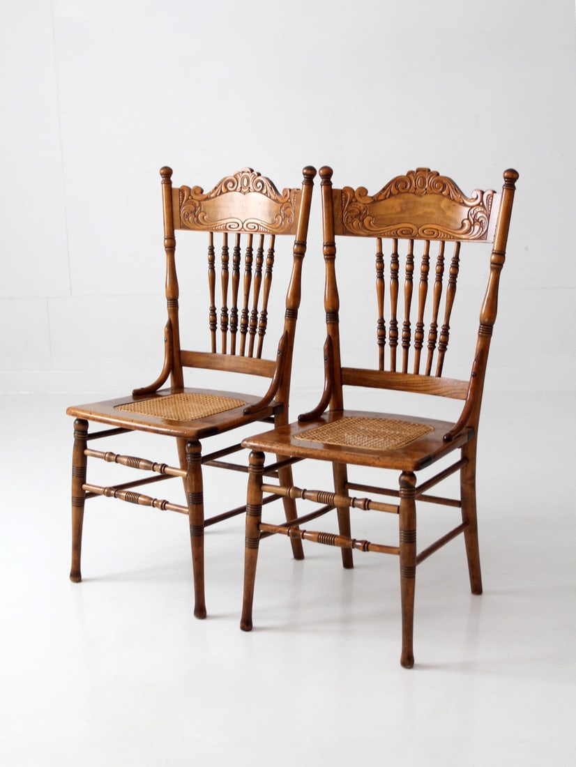 Pair of Victorian pressed back chairs with cane seats (1 of 15)