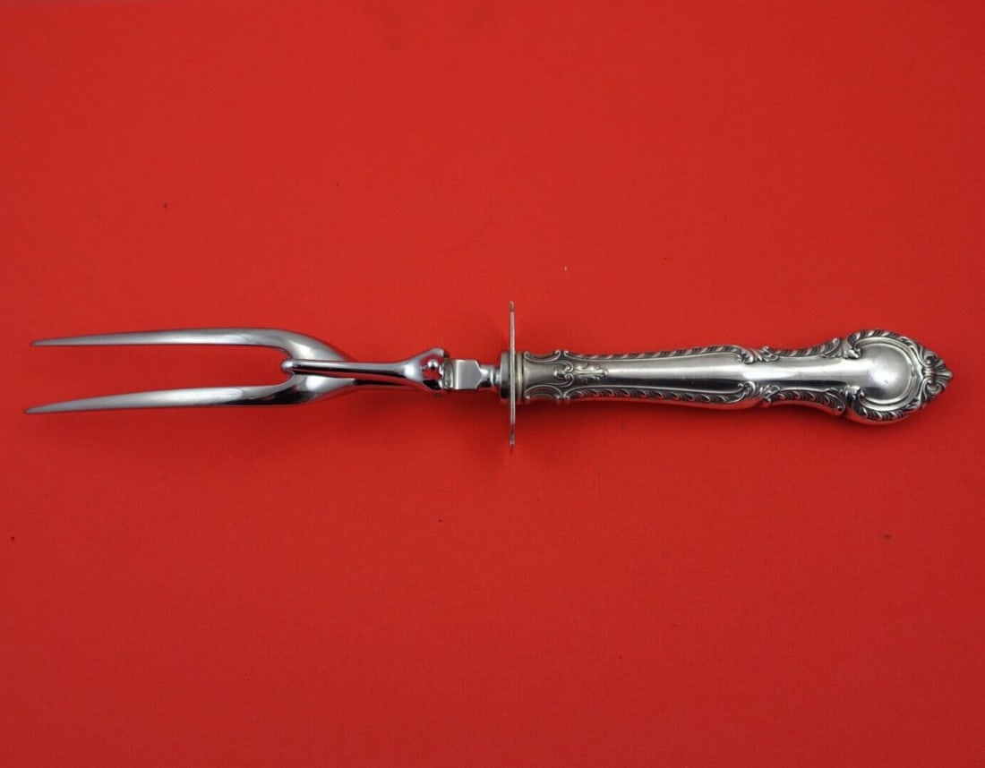 Gorham English Gadroon Sterling Silver Roast Carving Fork 11 Inch: Gorham English Gadroon Sterling Silver Roast Carving Fork 11 Inch This exquisite roast carving fork features the elegant English Gadroon pattern by Gorham, crafted from sterling silver with a stainles