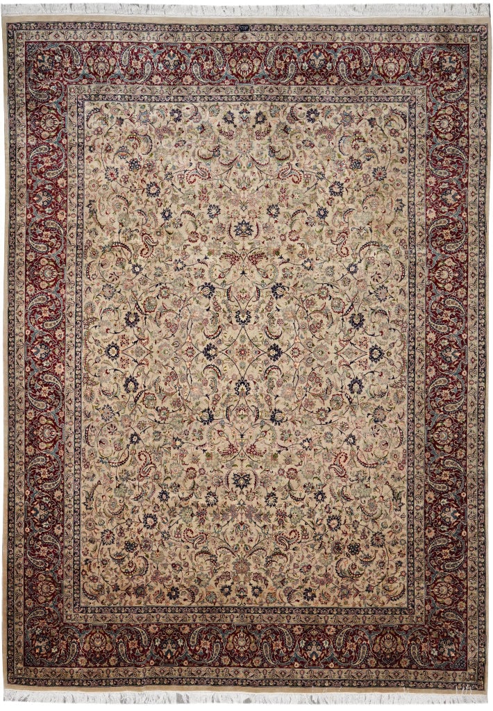 9 x 11.8 Hand Knotted Jaipur Wool Rug Floral Design: 9 x 11.8 Hand Knotted Jaipur Wool Rug Floral Design Free continental US Shipping This Jaipur rug measures 9 x 11.8 and is hand-knotted from premium wool. It features classic Jaipur motifs with floral 