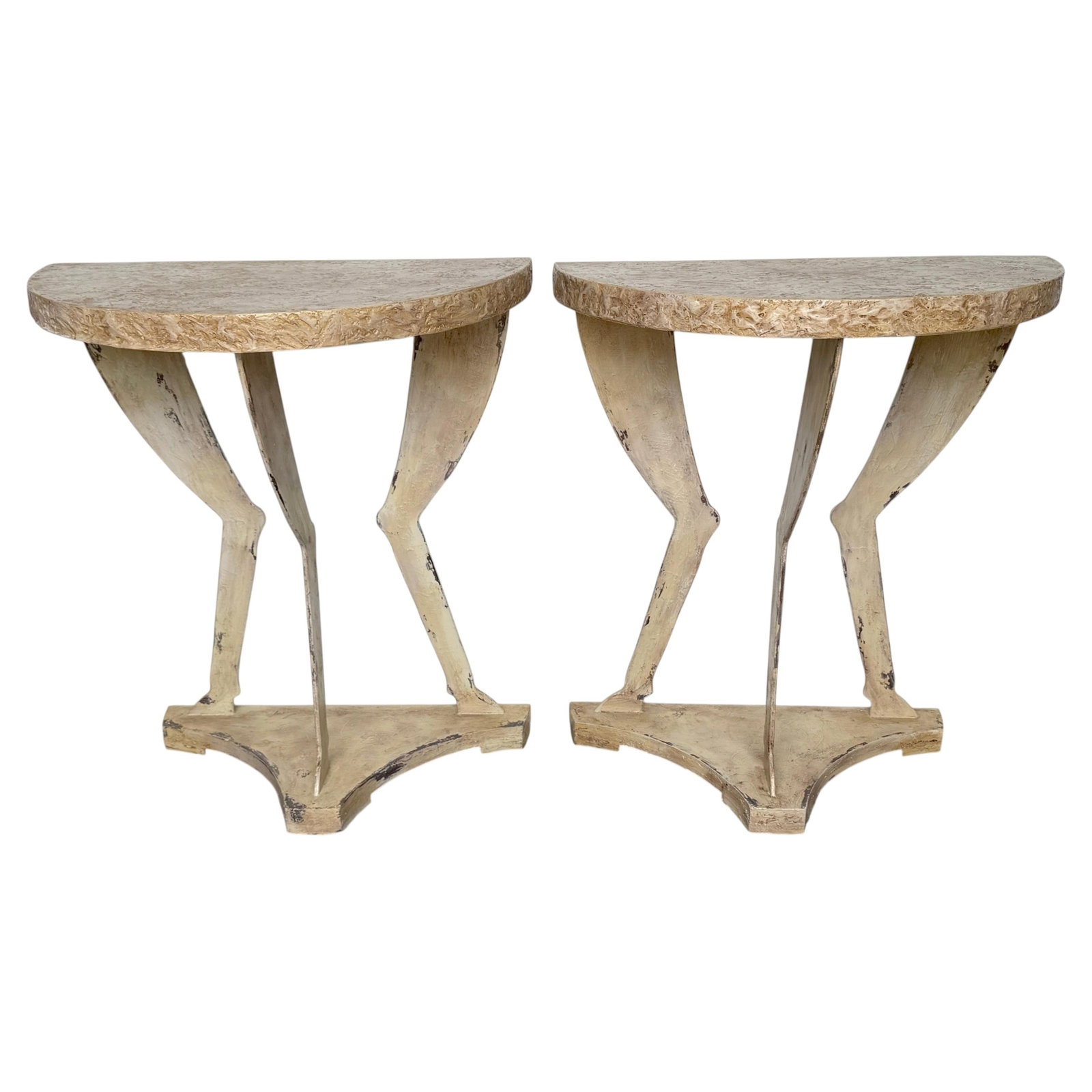 Set of 2 Faux Bois Demilune Consoles in John Dickinson Style (1 of 14)